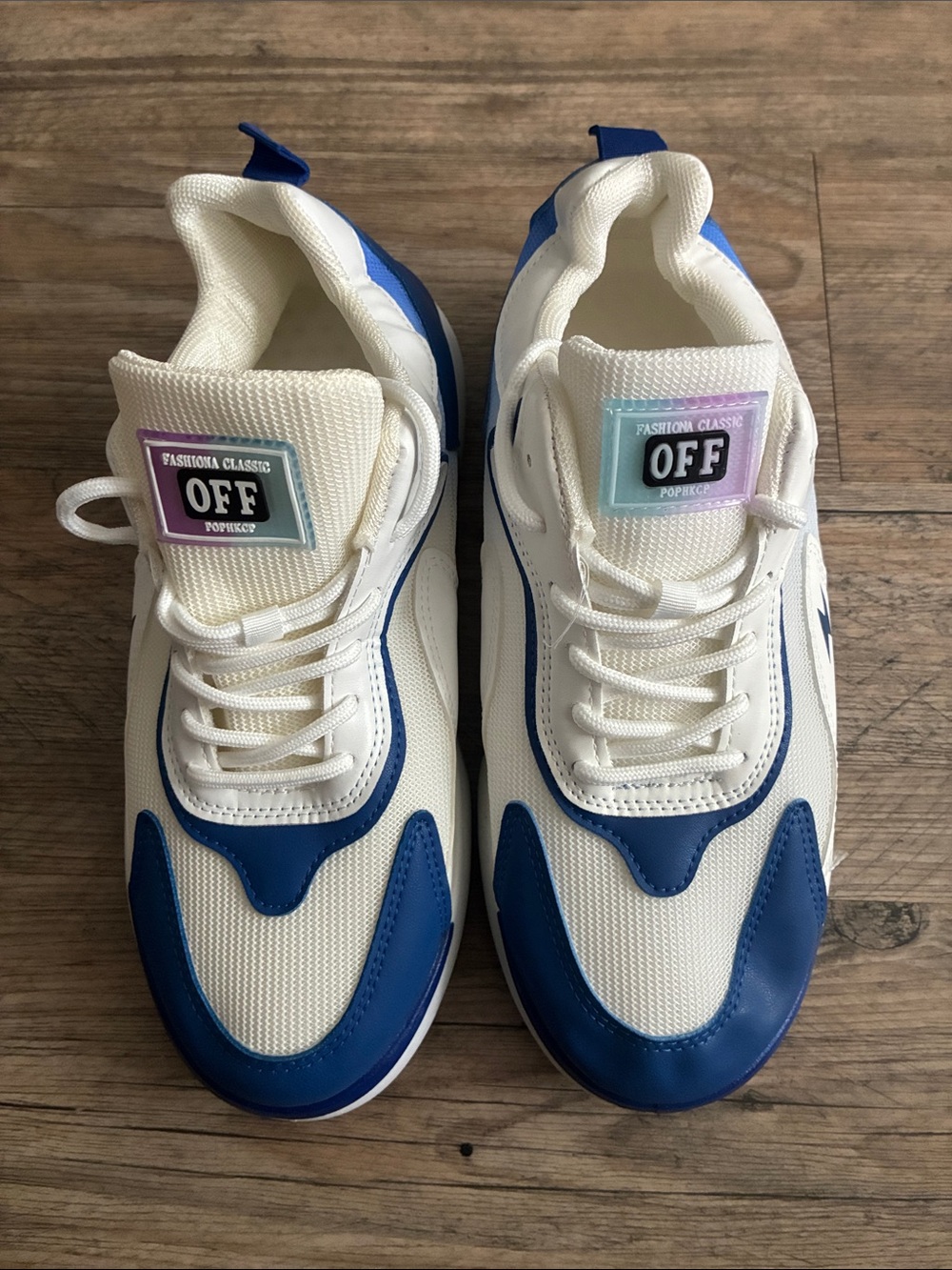 OFF Fashiona Classic White and Blue Casual Sneakers